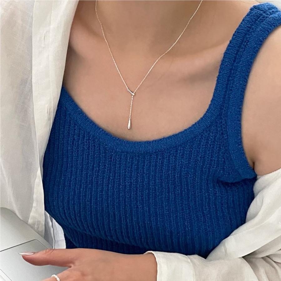 Cupronickel Plated Silver Water Drop Necklace for Women - Luxury Design, High-End Feel 2026 Choker
