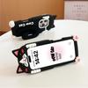 For iPhone 16 Pro Max Silicone Case Cow Cat Tail Kickstand Anti Drop Phone Back Cover