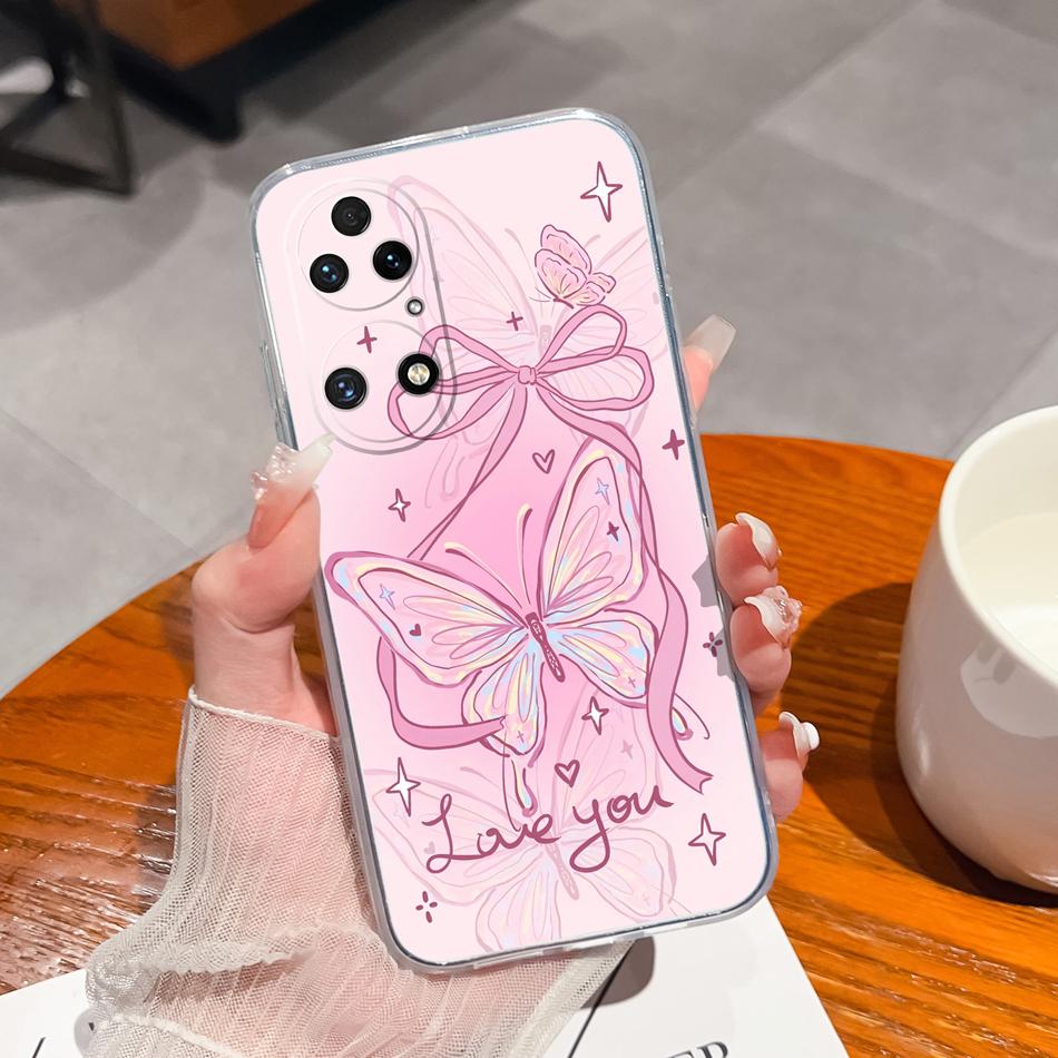 For Huawei P50 Pro P50E Phone Case Lucky Flowers Patterns Transparent Protective Funda For Huawei P 50 Soft TPU Silicone Bumper