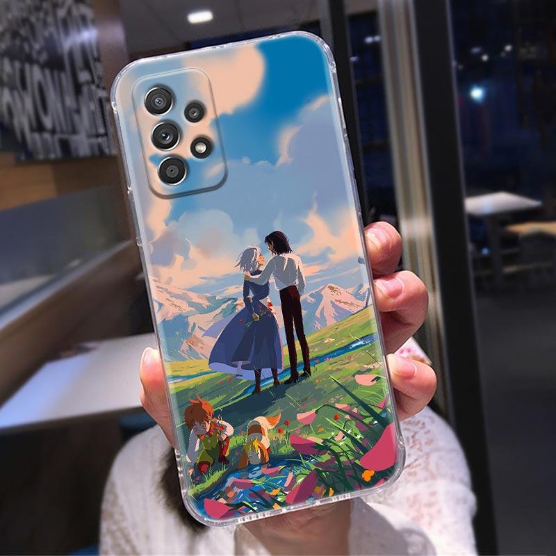 Прозрачный чехол для Samsung Galaxy A52 A51 A53 A72 A71 A73 A32 A31 A33 A22 A11, чехлы Хаяо Миядзаки, аниме «Ходячий замок Хаула»