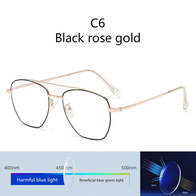 Stainless Steelanti Blue Light Lens Plain Glasses New Flat Light Mirror Double Beam Literature Mirror Frame High Quality