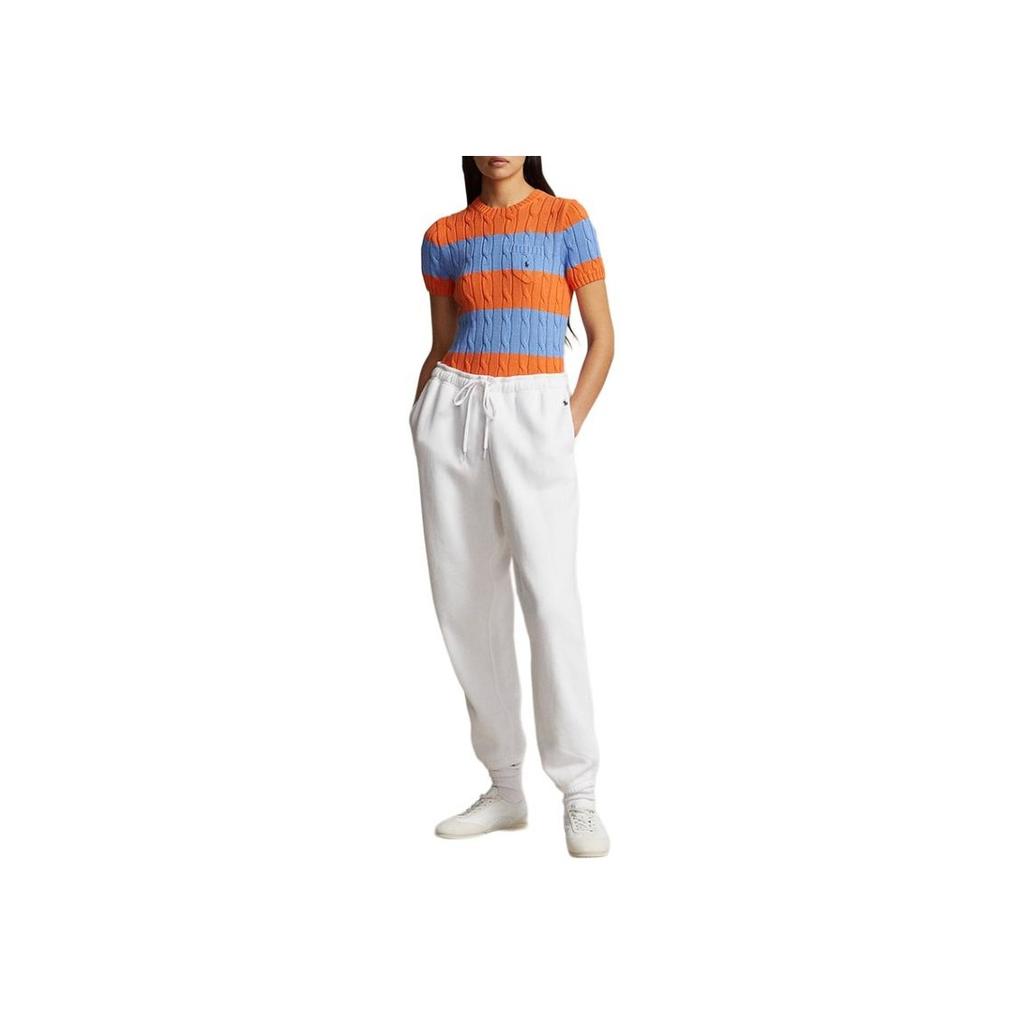 Polo Ralph Lauren SS24 Полосатый вязаный свитер с круглым вырезом и коротким рукавом, женский свитер, многоцветный WMPOSWENC020886-400