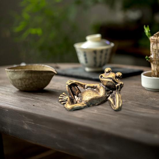 Медитирующая лягушка фигурка сплав мини статуэтка дзен лягушки ретро миниатюрная лягушка настольное украшение для дома офиса гостиной декорация