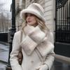 Double-Sided Faux Fur Hat Scarf Set Windproof Plush Hat Scarf Soft Bucket Hat Scarf  For Women