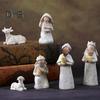 8 шт./набор фигурок из смолы «Рождение Иисуса», рождественские ясли, Иосиф, Дева Мария, три волхва, статуэтка животного, скульптура, настольное украшение, орнамент
