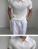 Men's Summer Slim Fit Korean Style Short Sleeve Polo Shirt, Turn-Down Collar, Solid Color, Casual Temperament.