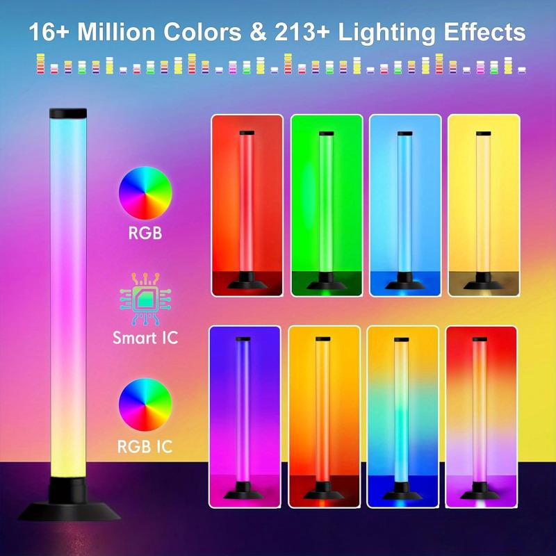 RGB LED Амбиентная подсветка, Двойная светодиодная лампа с синхронизацией по музыке, Управление через приложение и пульт ДУ, USB-питание, Декор для спальни, Игрового стола, Прямых трансляций