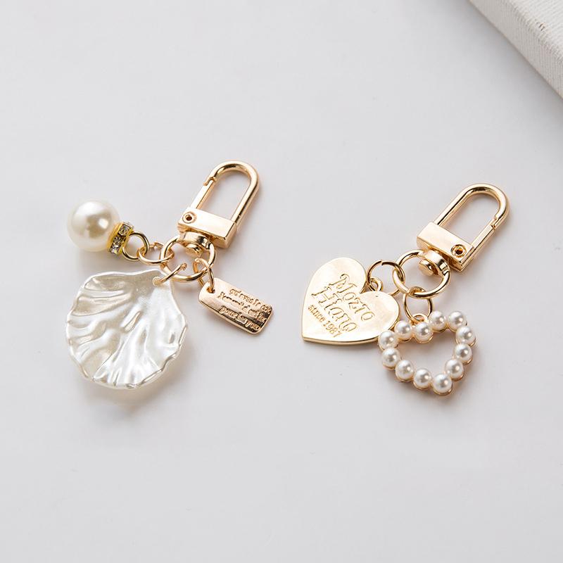 1PC Key Ring Keychain Shell Keychain Heart Keychain Bag Ornament Key Accessory Metal Pendant
