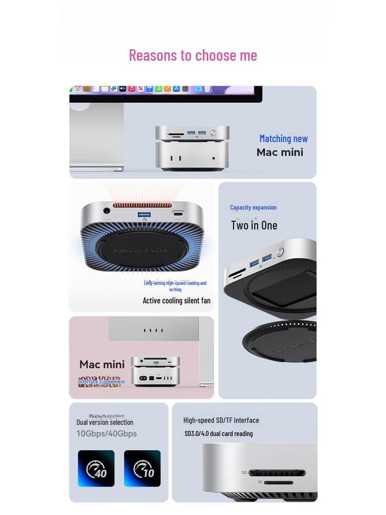 Orico Macmini M4 Docking Station with M.2 Drive Box, Thunderbolt 3/4 Compatibility & Desktop Expansion