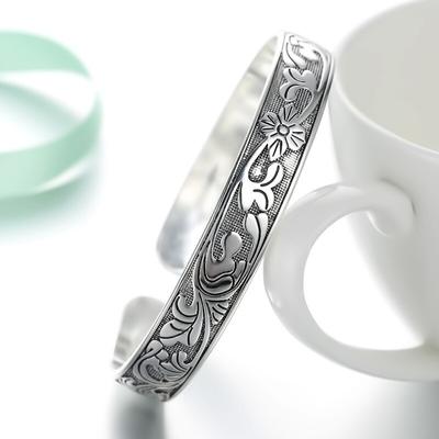 Серебряный браслет-манжета ручной работы для женщин, высокое качество, винтажная мода, изысканные аксессуары для вечеринок в виде цветка сливы, тайские украшения для рук, подарки AVE