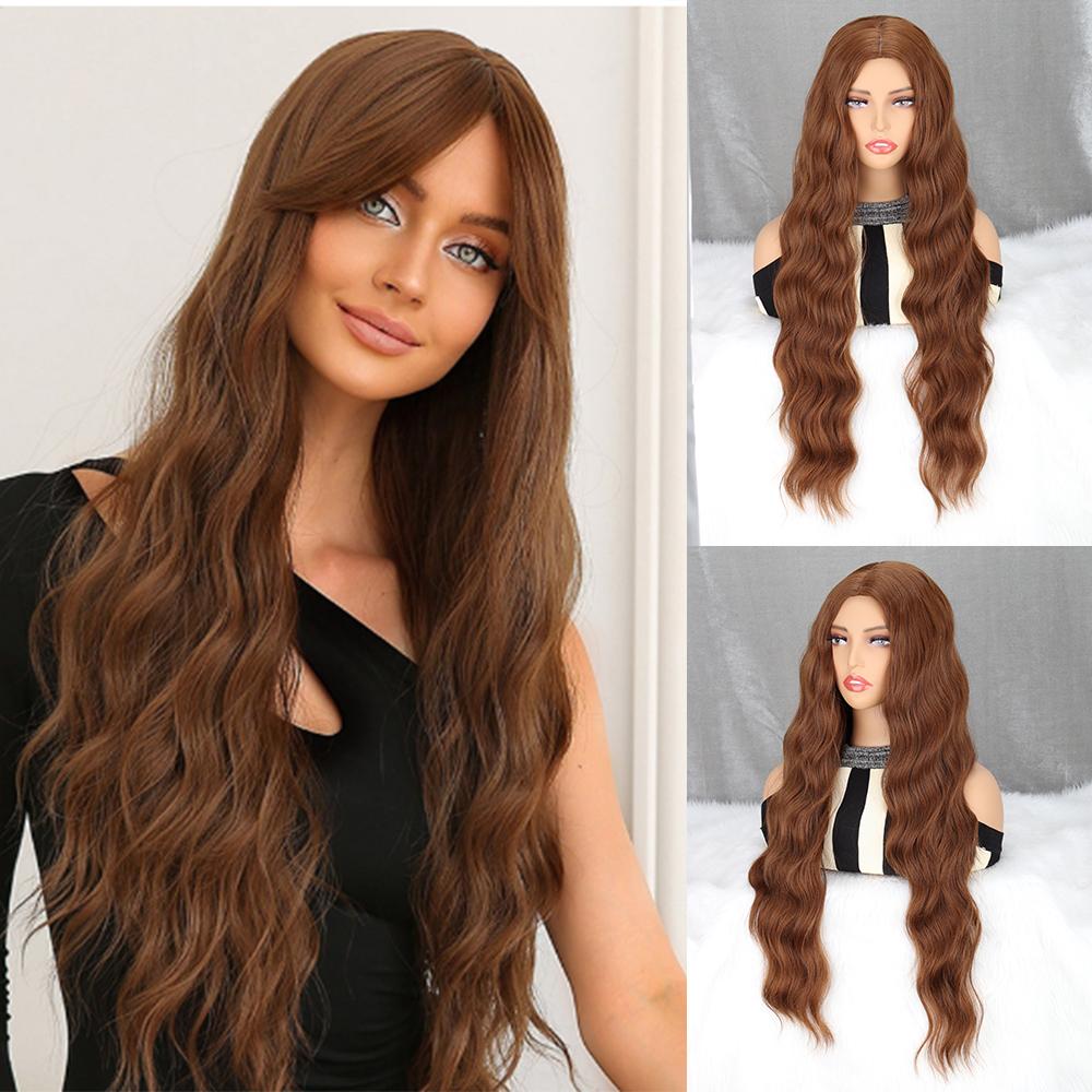 Синтетический натуральный длинный волнистый парик для наращивания волос коричневый парик термостойкий парик для женщин повседневный