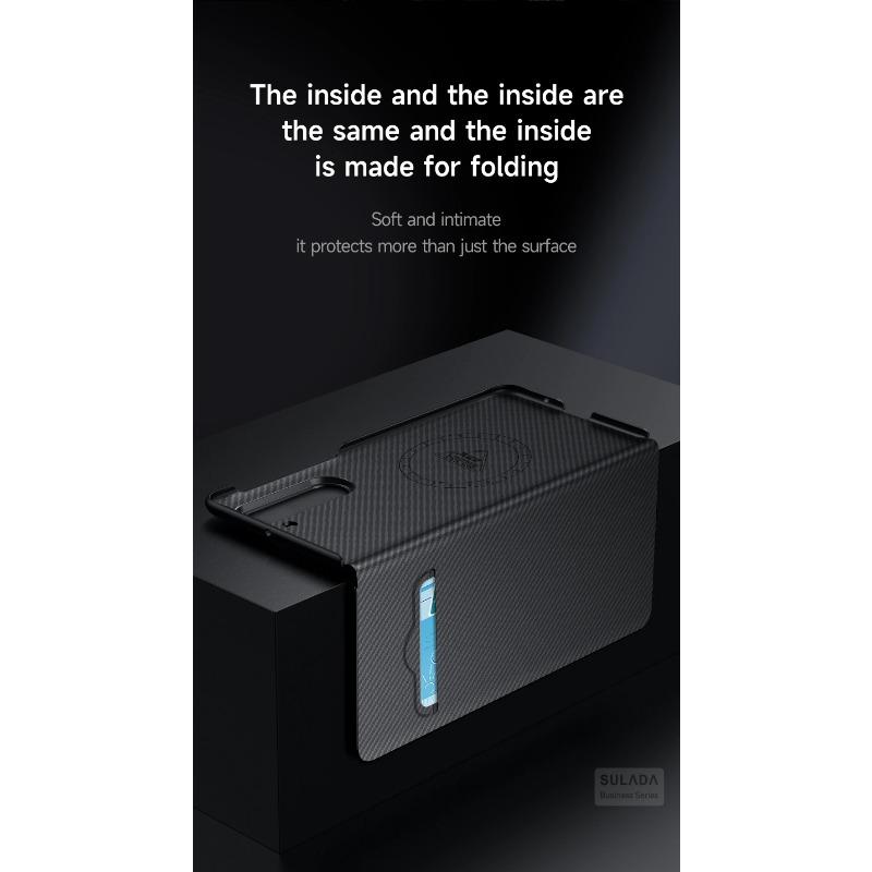 Роскошный чехол для телефона с узором из углеродного волокна для Samsung Galaxy Z Fold 6 5 4 с гнездом для карты