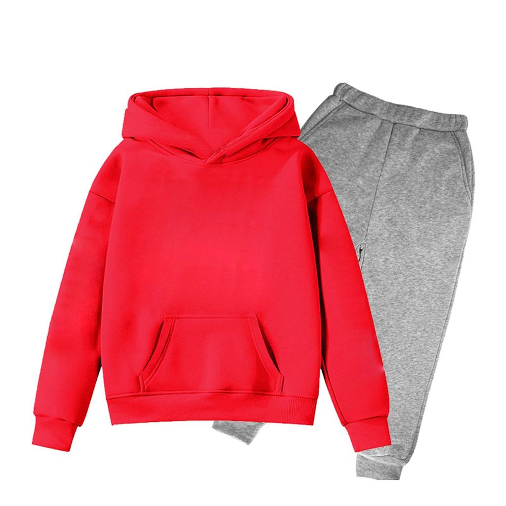 Children's Solid Color Sweatshirt Set (pants + Top)