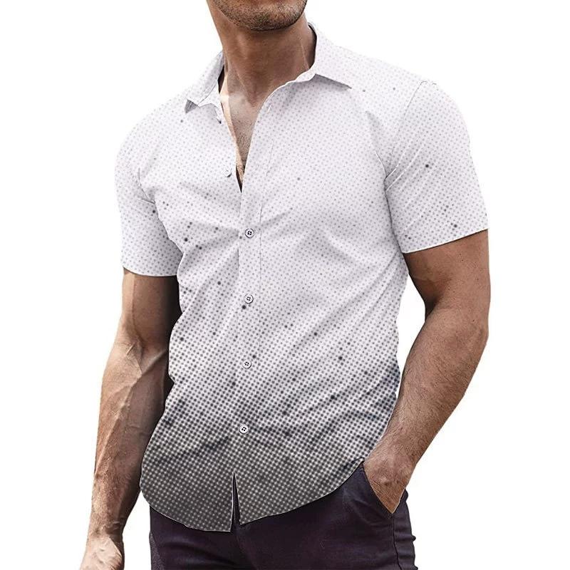 Летняя мужская модная рубашка с коротким рукавом, дышащая эластичная рубашка