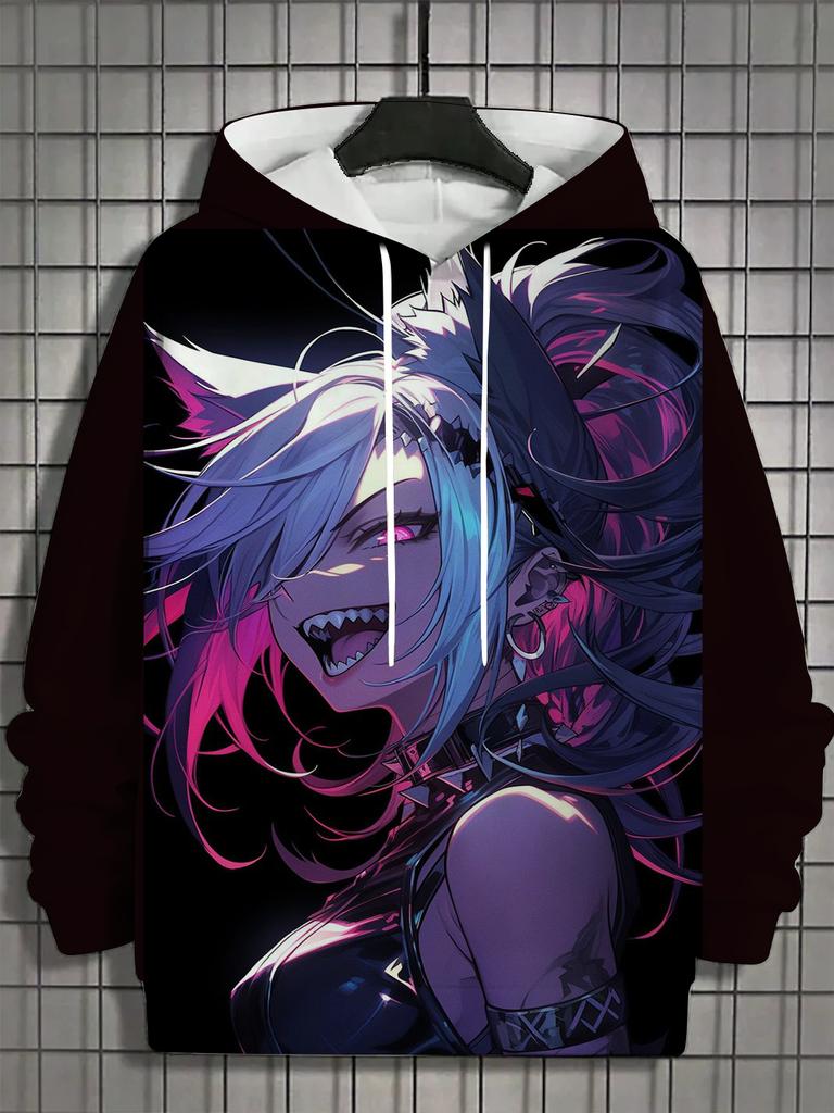 Винтажное мужское худи с 3D-принтом нимфетки, топы, худи с длинным рукавом с графикой мультяшной девушки, модный мужской топ оверсайз, уличная одежда, футболки