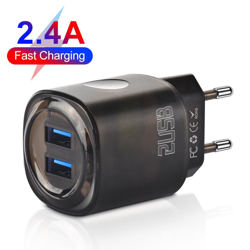 Двойное USB-зарядное устройство на 2 порта 2,4 А для стандарта США/ЕС