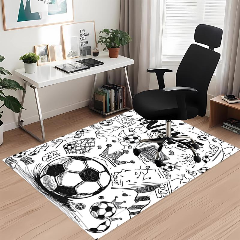 Custom Name Soccer Printed Carpet, for Office Chair Living Room Bedroom Kitchen Room Decor Gifts.