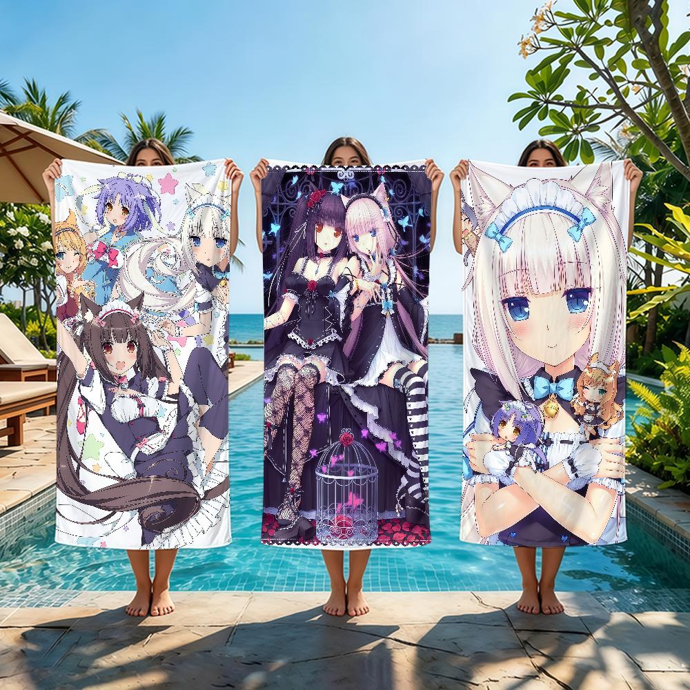 Аниме N-nekopara-a Мультяшное Полотенце Пляжное Полотенце Большого Размера Быстросохнущее Полотенце Впитывающее Мягкое Для Плавания Пляжные Полотенца для Мужчин Женщин