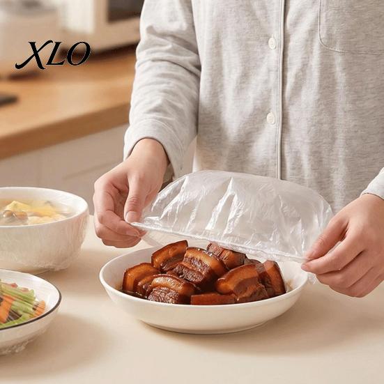 Clear PE Container Lids Disposable Food Storage Covers, Elastic Edge Stretchable Wraps, Kitchen Saver Transparent Plastic Covers for Fruits Vegetables