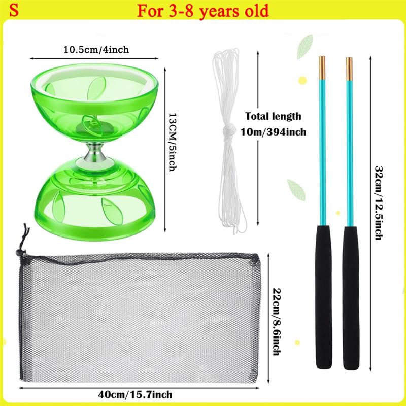 Китайское диаболо с тройными подшипниками, 3-подшипниковое диаболо зеленое китайское йо-йо профессиональная цирковая вращающаяся игрушка с ручками