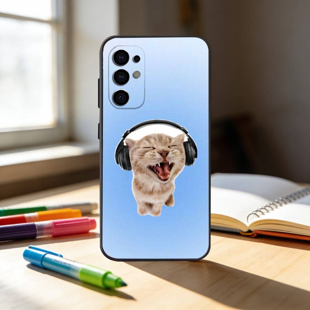 F-Забавный C-Милый Чехол для Телефона с Кошкой Для Samsung S25,S24,S21,S22,S23,S30,Ultra,S20,Plus,Fe,Note,10,9,5G Черный Чехол