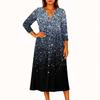 Женское модное платье-рубашка свободного кроя с принтом, круглым вырезом и рукавами семь четвертей на пуговицах