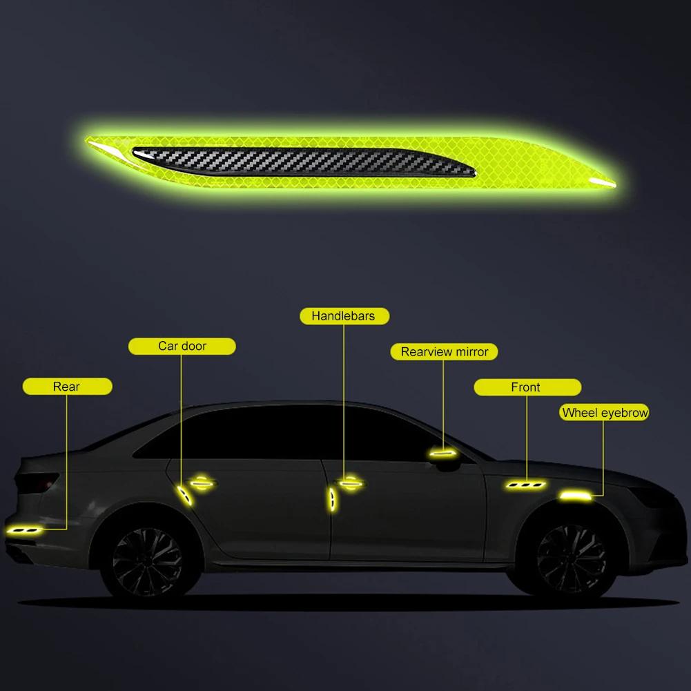 2 шт. универсальная наклейка из углеродного волокна для автомобиля, защита для бампера, светоотражающие полосы для грузовика, авто, мотоцикла, предупреждающие наклейки против царапин