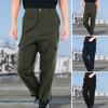 Мужские брюки-карго с несколькими карманами, износостойкие однотонные мягкие дышащие брюки со средней талией, застежка-молния, свободная рабочая одежда, бегуны, повседневные брюки