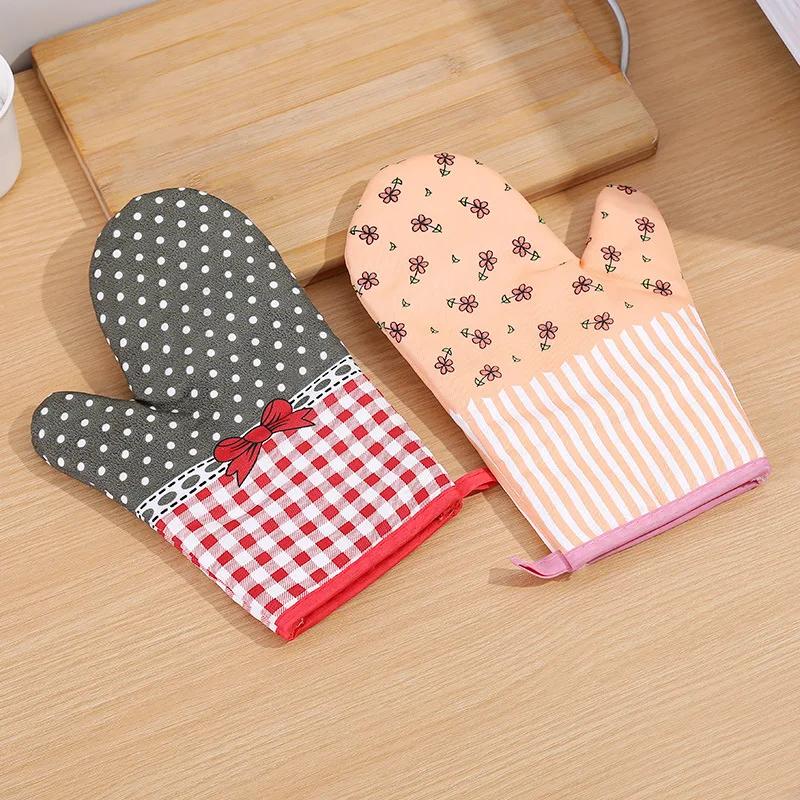 Cotton Print Anti-High Temperature Gloves Microwave Anti-Scald Baking Gloves Kitchen Oven Heat Insulation Gloves
