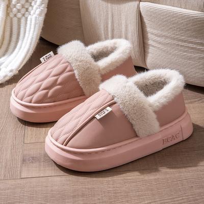 Хлопковые тапочки зима 2025 новые водонепроницаемые толстая подошва для дома домашние с подогревом бытовые пушистые тапочки для улицы