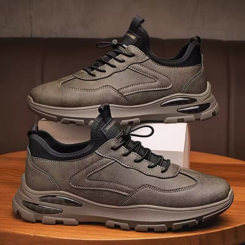 Весенние новые мужские туфли из дышащей кожи с толстой подошвой, нескользящие, мужские повседневные туфли