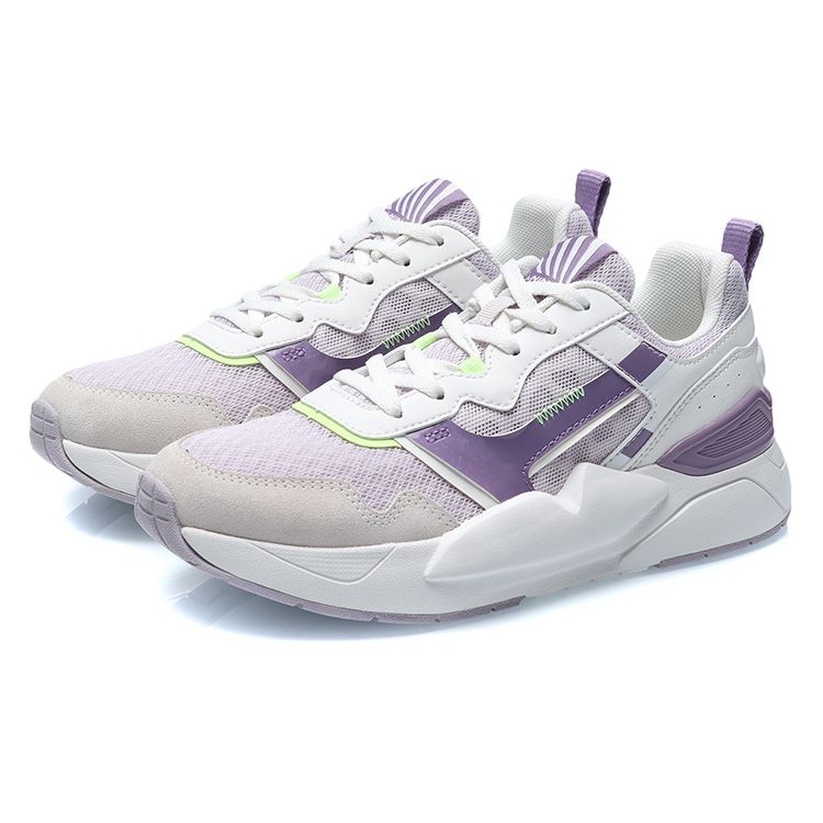 Li Ning Удобные дышащие кроссовки с низким верхом для бега женские кроссовки белые фиолетовые AGCR074-1
