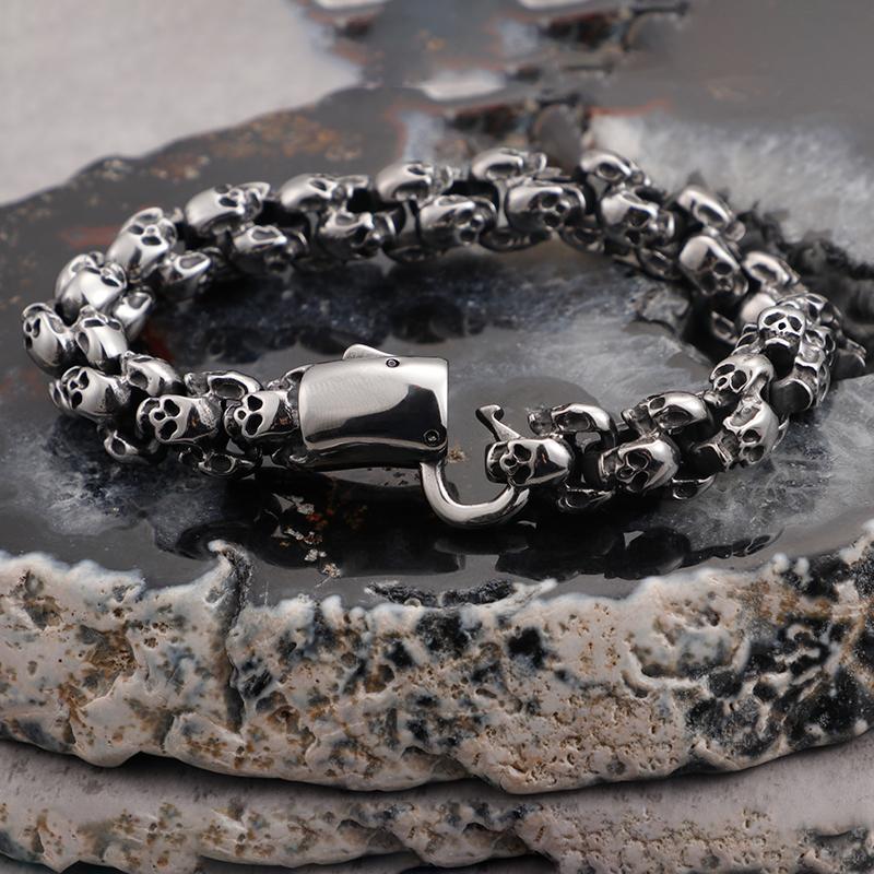 Ювелирные изделия Череп-Цепочка Мужской Браслет Мужской Из Нержавеющей Стали Ретро Мужские Браслеты Скелет Для