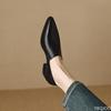 Модная Универсальная Женская Обувь на Среднем Каблуке и Толстом Каблуке Весенний Новый Стиль Остроносая Элегантная Простая Женская Обувь