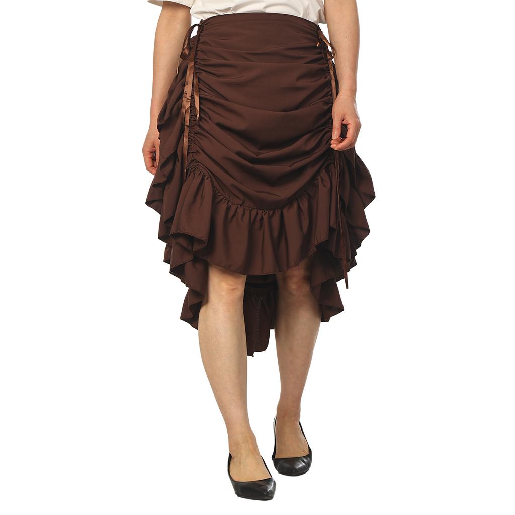 Pirate Skirt Women Renaissance Gothic Medieval Costume Drawstring High Low Skirt Victorian Steampunk Ruffles Irregular Skirts