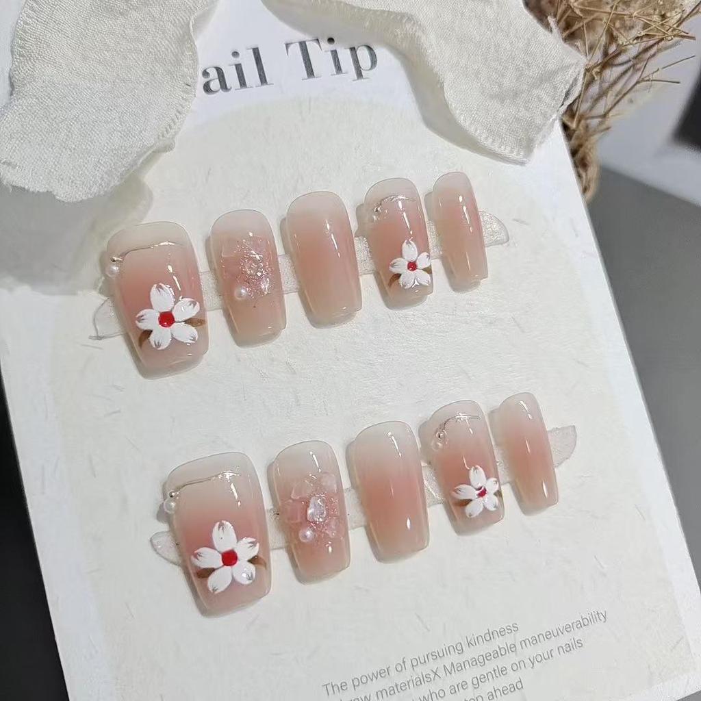 10-Piece Magnolia Blossom Blush False Nails Set
