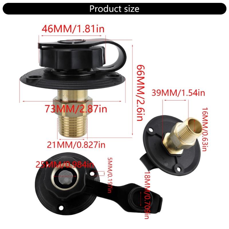 Фланцевый Вход для Воды в Автодомах 3/4NH Женский на 1/2 NPT Мужской с Обратными Клапанами Подходит для Кемперов Прицепов