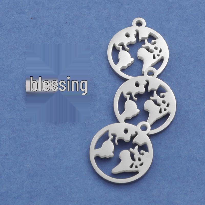 Круглая подвеска в виде карты мира - Титановая сталь Полая Земля Ювелирный аксессуар