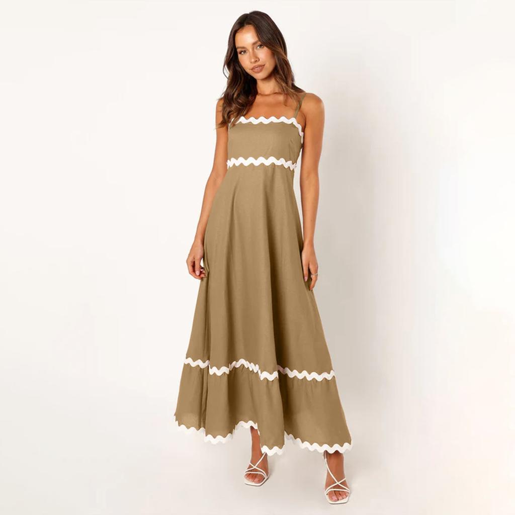 Летний стиль, сплошной цвет, кружево, элегантное платье с лямкой на шее, большие качели, платья