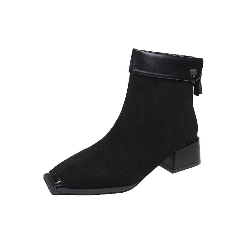 Fashion Leopard Suede Ankle Boots Sexy Mid Heels Square Toe Chunky Shoes Winter 2025 Trend New Goth Pumps Chelsea Botas Mujer