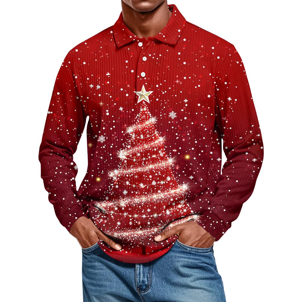 Men's Casual Style Solid Color Loose Shirt Long-sleeved Top