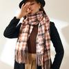 2025 New Plaid Scarf Women's Winter Medium and Long Fringed Shawl Fashion Street Imitation Cashmere Thermal Scarf Men