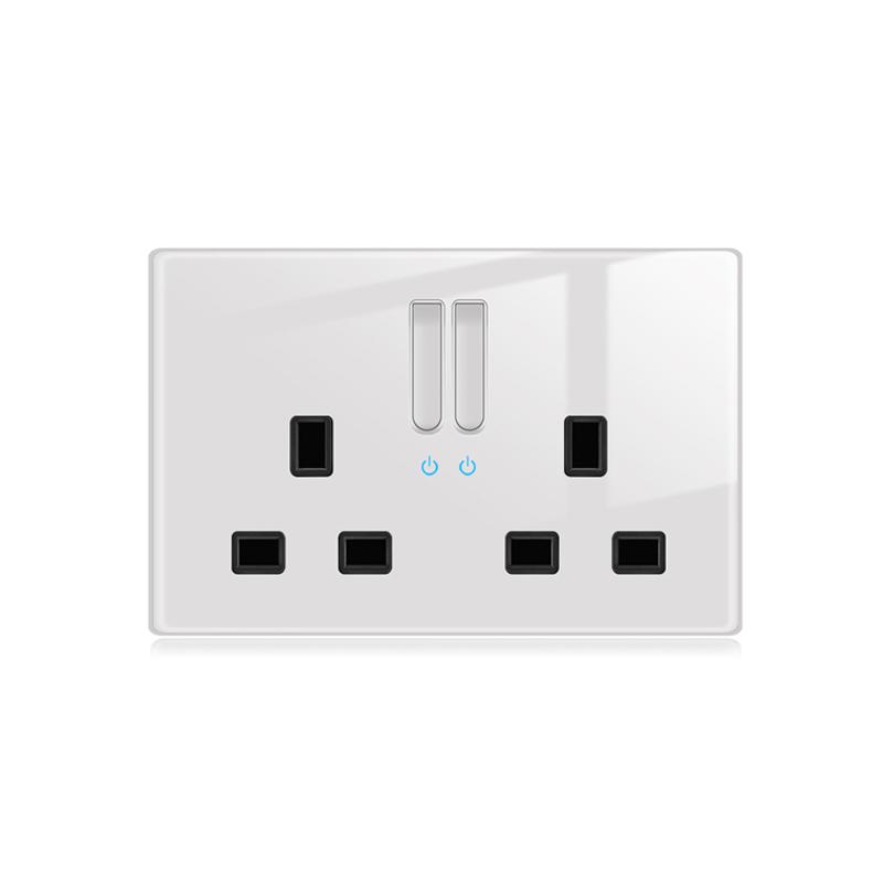 Белый светодиодный индикаторный световой выключатель Панель стеклянная клавиша пианино Самовосстанавливающийся настенный выключатель розетка, UK FR EU Универсальная электрическая розетка USB