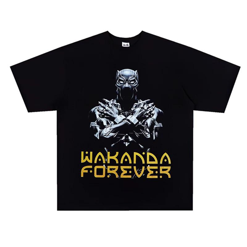 Black Panther Oversized Cotton TShirt Y2K Streetwear Retro Harajuku Casual Fashion Hip Hop Short Sleeve Top for Men Women