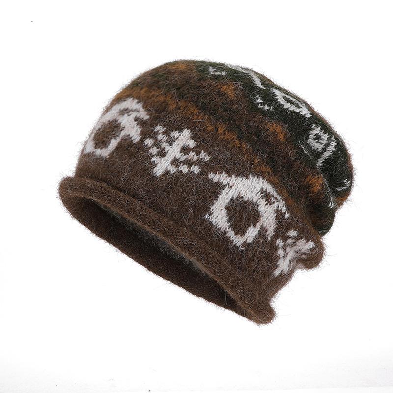 Fair Island Lazy Wind Stacking Cap Winter Warm Ear Protection Knitted Wool Cap Pullover Hat Children