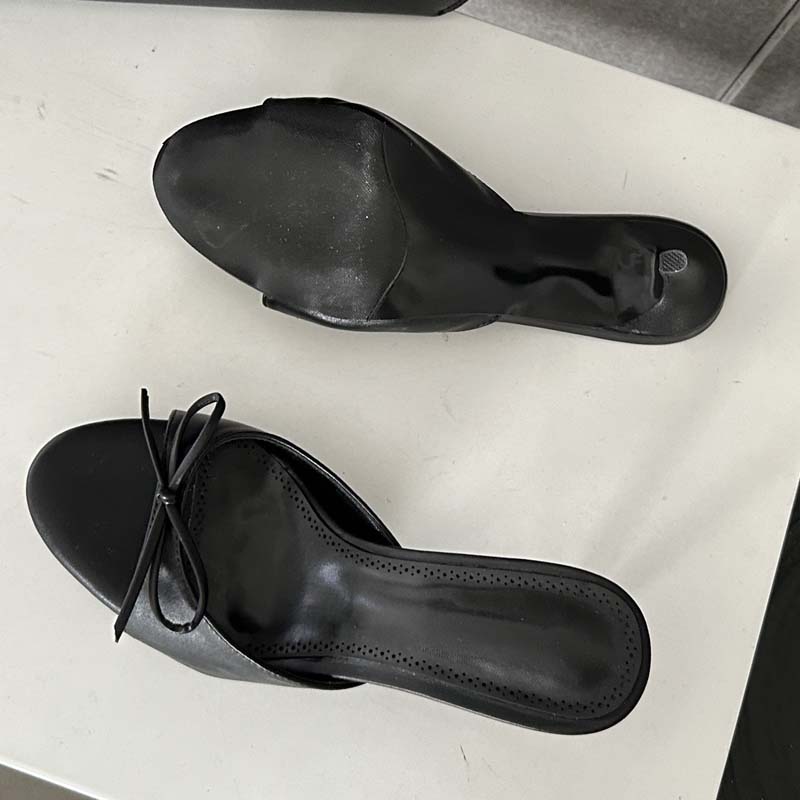 Модные Eilyken 2025 Новинки Летние Розовые Шлепанцы с Бантом-бабочкой Женская Элегантность Стриптизерша Тонкий Низкий Каблук Женские Мюли Шлепанцы Обувь