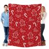 1pc Cartoon Candy Cane Gingerbread Printed Flannel Blanket, Ultra Soft Cozy Plush, All-Season Use, Machine Washable, Multi Sizes, 280GSM Heavy, for Be