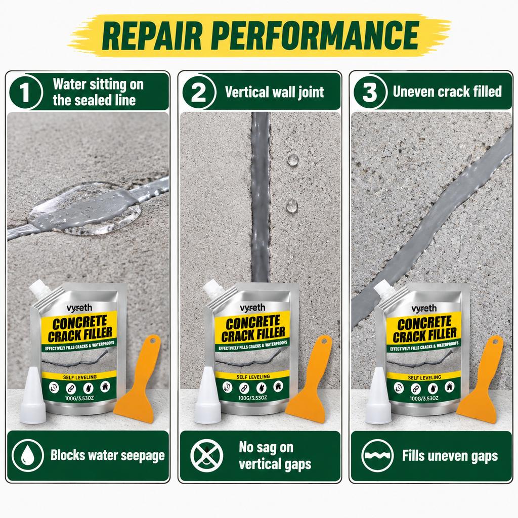 Multi Purpose Waterproof Sealant Crack Filler Concrete Wall Floor Furniture Gap Repair Putty DIY Kit 100g Home Renovation