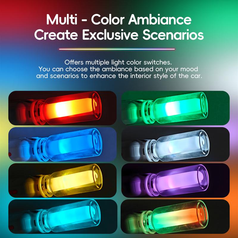 Car USB LED Rainbow Color Atmosphere Light LED Filament Lamp Portable Lighting Plug and Play Decorative Atmosphere Light