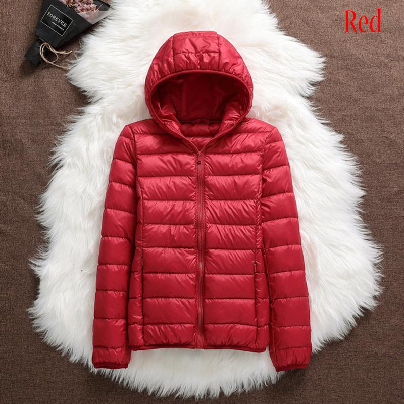 Women Casual Windproof Parka White Duck Down Jacket Coat Hooded Warm Autumn Winter